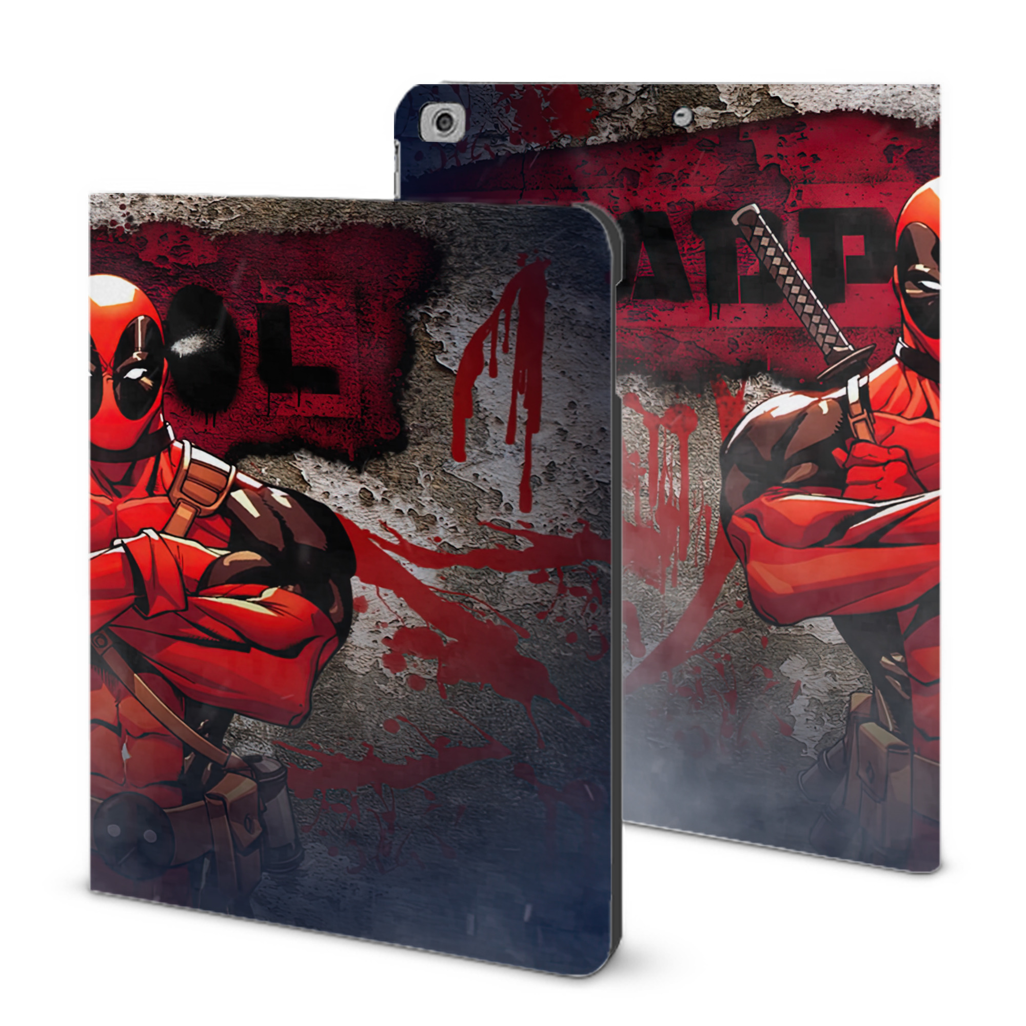 （画像用） Deadpool デッドプール IPad ケース ブック型 PUレザー TPU 耐衝撃 軽量 薄型 ペン収納なし 全面保護 IPad 各モデル対応